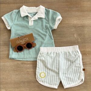 Lila & Jack Toddler Boy Swim 3 Piece Set Shirt Trunks Sunglasses 2T 3T 4T